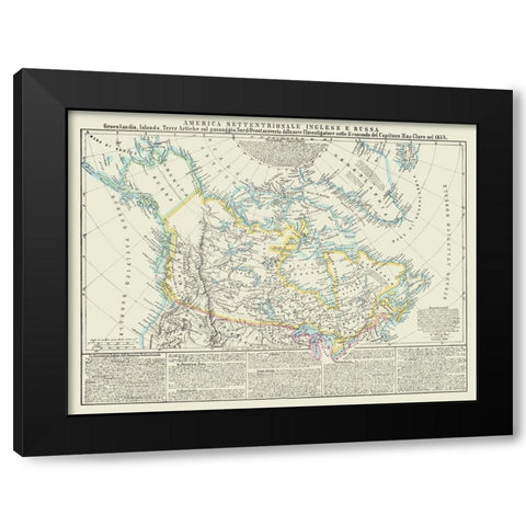 English Russian American Territories Black Modern Wood Framed Art Print by Marzolla