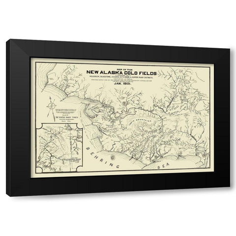 New Alaska Gold Fields - Temple 1901 Black Modern Wood Framed Art Print by Temple