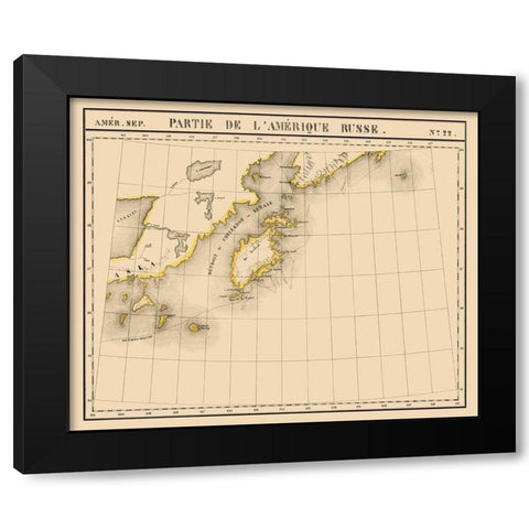 Alaska Southwest - Vandermaelen 1827 Black Modern Wood Framed Art Print by Vandermaelen