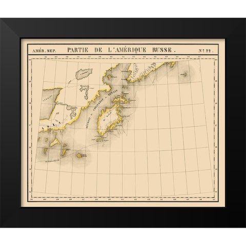 Alaska Southwest - Vandermaelen 1827 Black Modern Wood Framed Art Print by Vandermaelen