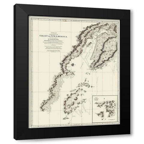 Alaska Coast - Robinson 1798 Black Modern Wood Framed Art Print by Robinson