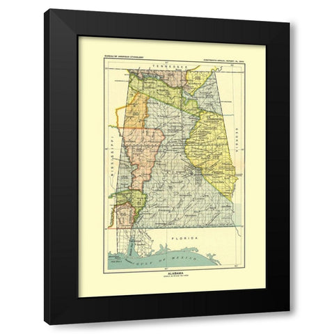 Alabama - Hoen 1896 Black Modern Wood Framed Art Print by Hoen