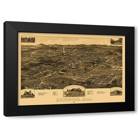 Anniston Alabama - Beck 1887 Black Modern Wood Framed Art Print by Beck