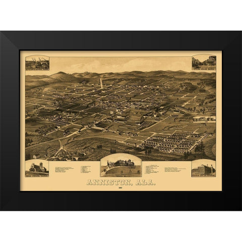 Anniston Alabama - Beck 1887 Black Modern Wood Framed Art Print by Beck