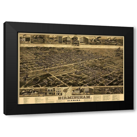 Birmingham Alabama - Beck 1885 Black Modern Wood Framed Art Print with Double Matting by Beck