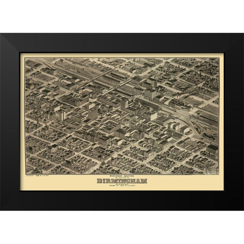Birmingham Alabama - Dry 1903 Black Modern Wood Framed Art Print by Dry