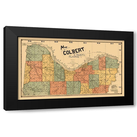 Colbert County Alabama - Bacon 1896  Black Modern Wood Framed Art Print with Double Matting by Bacon