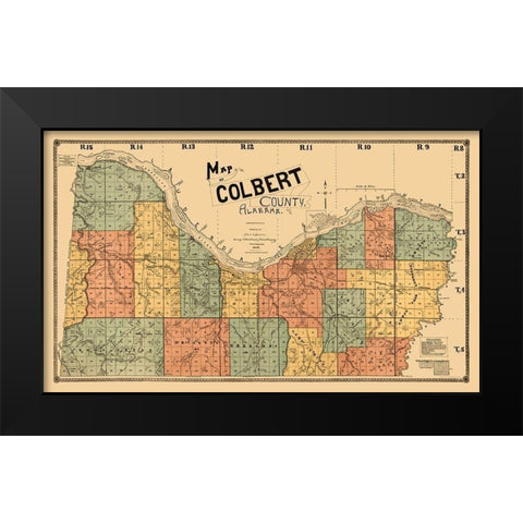 Colbert County Alabama - Bacon 1896  Black Modern Wood Framed Art Print by Bacon