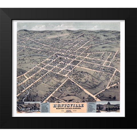 Huntsville Alabama - Ehrgott 1871 Black Modern Wood Framed Art Print by Ehrgott