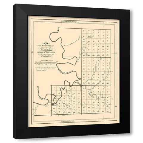 Marengo Alabama Townships - Paguenaud 1817 Black Modern Wood Framed Art Print by Paguenaud