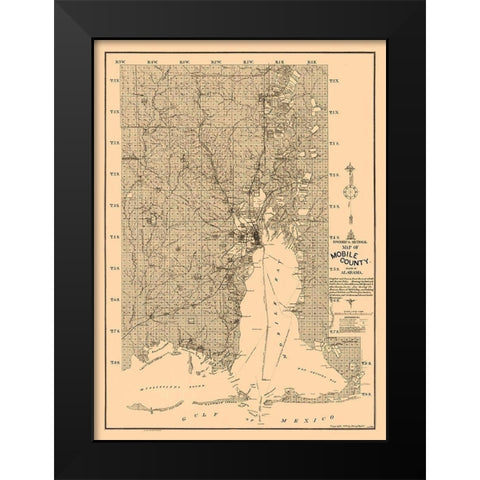 Mobile County Alabama - Fonde 1895  Black Modern Wood Framed Art Print by Fonde