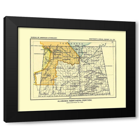 Northern Alabama - Hoen 1896 Black Modern Wood Framed Art Print by Hoen