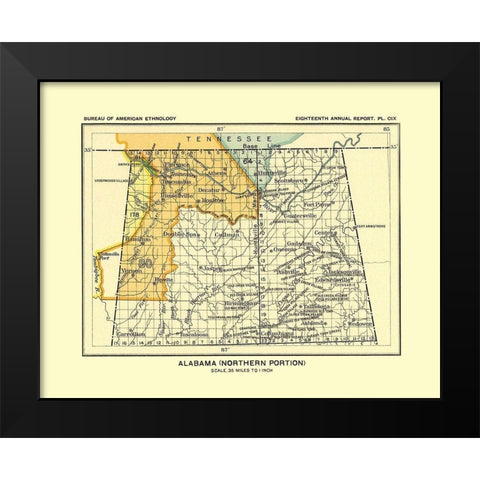 Northern Alabama - Hoen 1896 Black Modern Wood Framed Art Print by Hoen