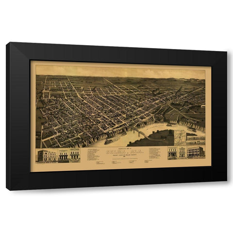 Selma Alabama - Wellge 1887 Black Modern Wood Framed Art Print with Double Matting by Wellge
