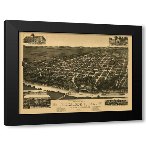 Tuskaloosa Alabama - Wellge 1887 Black Modern Wood Framed Art Print with Double Matting by Wellge