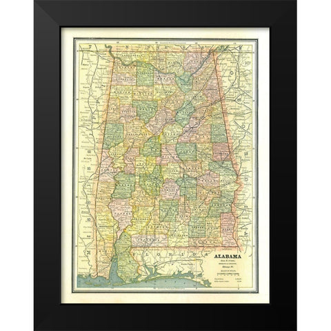Alabama - Cram 1886 Black Modern Wood Framed Art Print by Cram