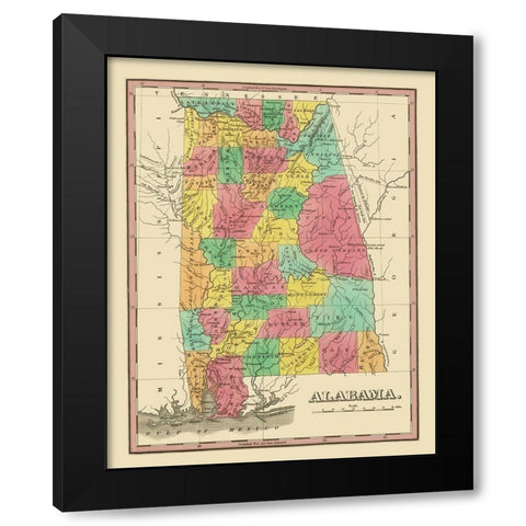 Alabama - Finley 1831 Black Modern Wood Framed Art Print with Double Matting by Finley