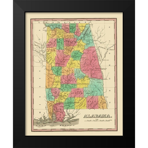 Alabama - Finley 1831 Black Modern Wood Framed Art Print by Finley