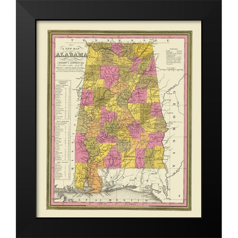 Alabama - Mitchell 1846 Black Modern Wood Framed Art Print by Mitchell