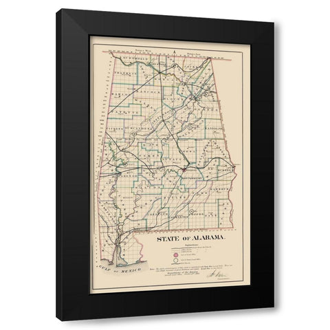 Alabama - Glo 1866 Black Modern Wood Framed Art Print by Glo