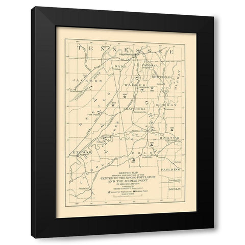 Alabama, Tennessee, Georgia Negro Population 1903 Black Modern Wood Framed Art Print with Double Matting by US Census