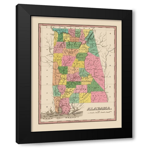 Alabama - Finley 1824 Black Modern Wood Framed Art Print with Double Matting by Finley