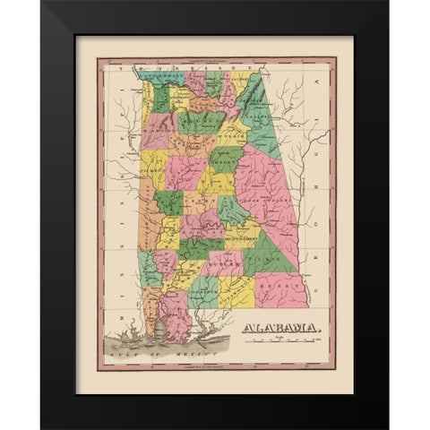 Alabama - Finley 1824 Black Modern Wood Framed Art Print by Finley