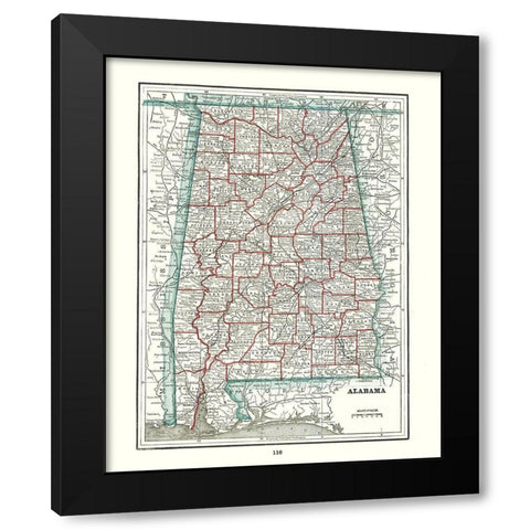 Alabama - Rathbun 1893 Black Modern Wood Framed Art Print by Rathbun