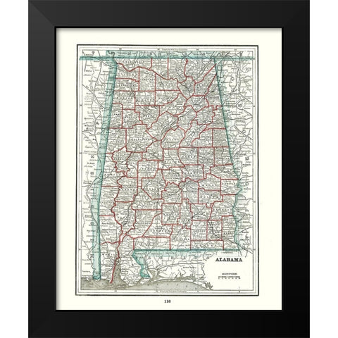 Alabama - Rathbun 1893 Black Modern Wood Framed Art Print by Rathbun