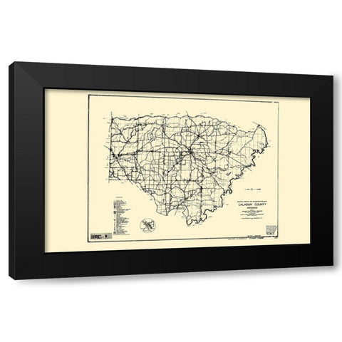 Calhoun Arkansas State Hwy - State 1936 Black Modern Wood Framed Art Print with Double Matting by State