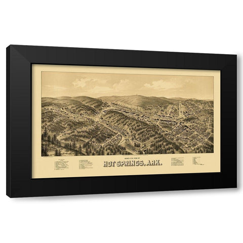 Hot Springs Arkansas - Wellge 1888 Black Modern Wood Framed Art Print with Double Matting by Wellge