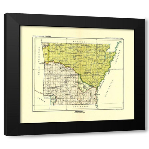 Arkansas Indian Land Cession - Hoen 1896 Black Modern Wood Framed Art Print by Hoen