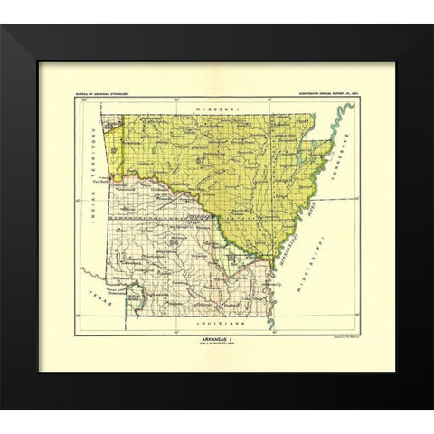 Arkansas Indian Land Cession - Hoen 1896 Black Modern Wood Framed Art Print by Hoen
