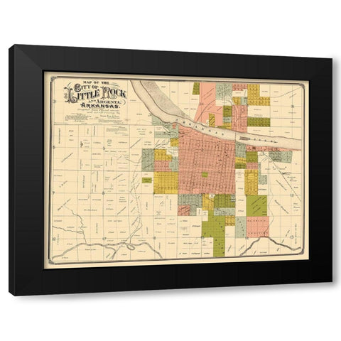 Little Rock Arkansas Landowner - Rickon 1888 Black Modern Wood Framed Art Print by Rickon