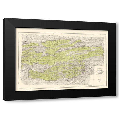 Ouachita National Forest Arkansas - USGS 1945 Black Modern Wood Framed Art Print by USGS