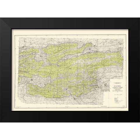 Ouachita National Forest Arkansas - USGS 1945 Black Modern Wood Framed Art Print by USGS