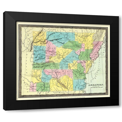 Arkansas Territory - Burr 1835 Black Modern Wood Framed Art Print with Double Matting by Burr