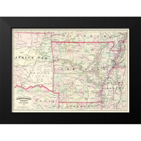 Arkansas, Indian Territory - Asher  1874 Black Modern Wood Framed Art Print by Asher