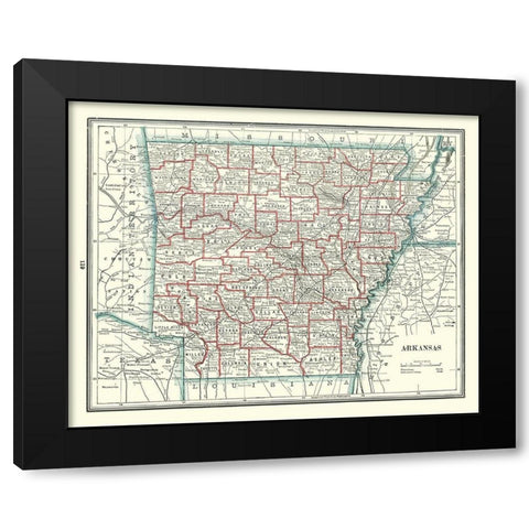 Arkansas - Rathbun 1893 Black Modern Wood Framed Art Print with Double Matting by Rathbun