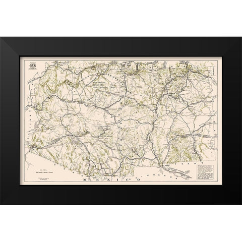 Arizona New Mexico - Westgard 1919  Black Modern Wood Framed Art Print by Westgard