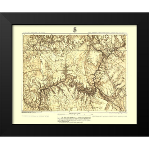 Arizona Utah Atlas Sheet - USGS 1873  Black Modern Wood Framed Art Print by USGS