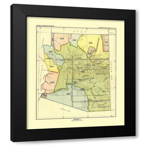 Western Arizona - Hoen 1896 Black Modern Wood Framed Art Print by Hoen