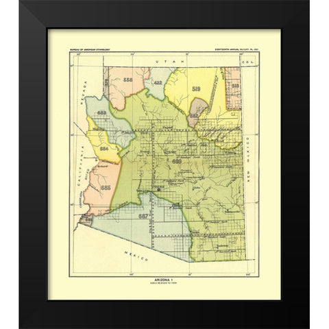 Western Arizona - Hoen 1896 Black Modern Wood Framed Art Print by Hoen
