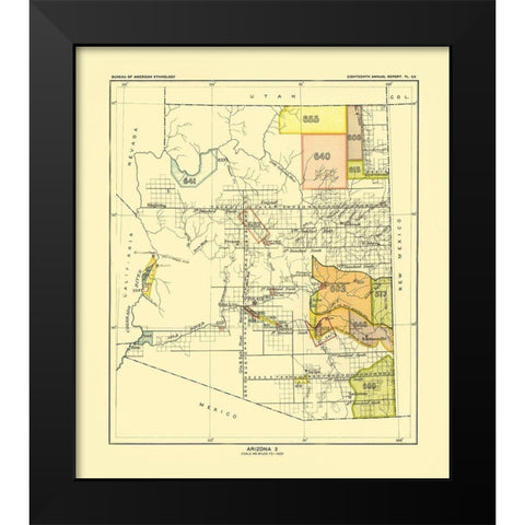 Arizona - Hoen 1896 Black Modern Wood Framed Art Print by Hoen