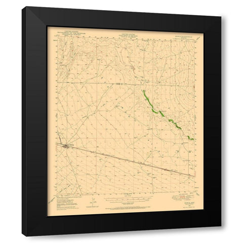 Bowie Arizona Quad - USGS 1949 Black Modern Wood Framed Art Print with Double Matting by USGS