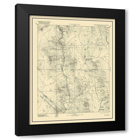 Camp Mohave Arizona Sheet - USGS 1892 Black Modern Wood Framed Art Print with Double Matting by USGS