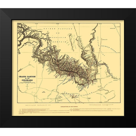 Grand Canyon Arizona - Underwood 1904 Black Modern Wood Framed Art Print by Underwood