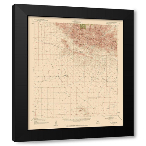 Dos Cabezas Arizona Quad - USGS 1957 Black Modern Wood Framed Art Print by USGS