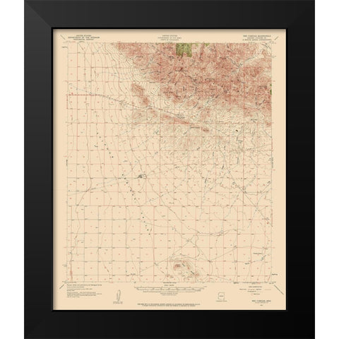 Dos Cabezas Arizona Quad - USGS 1957 Black Modern Wood Framed Art Print by USGS