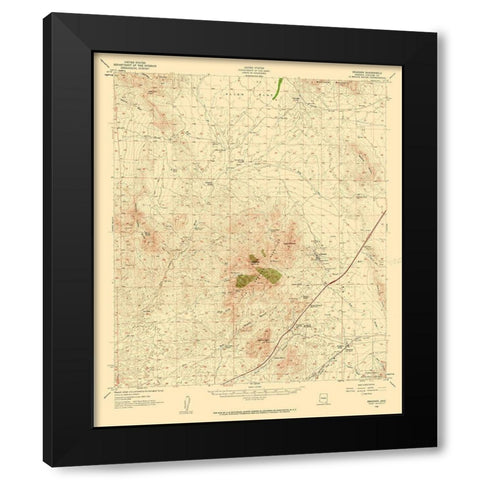 Dragoon Arizona Quad - USGS 1958 Black Modern Wood Framed Art Print with Double Matting by USGS